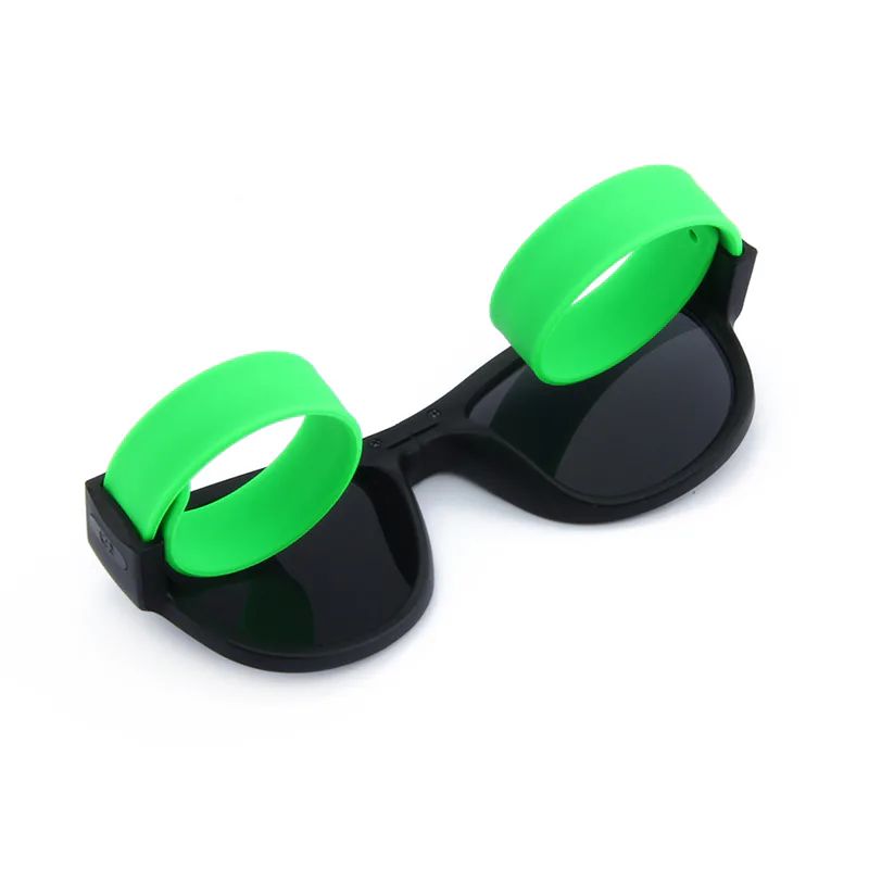 DM-512 sunglasses with both arms curled into wrist-wrap loops