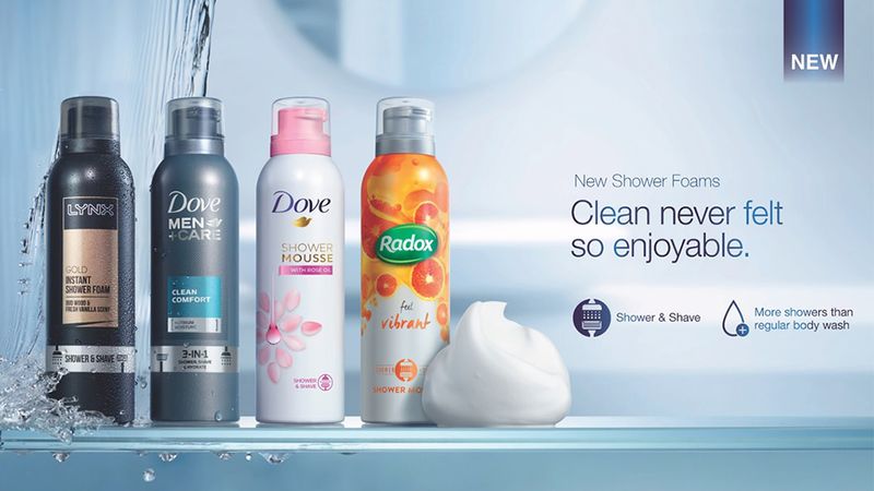 Dove, Lynx and Radox shower products