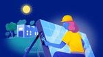 Animation of a woman fixing a solar panel