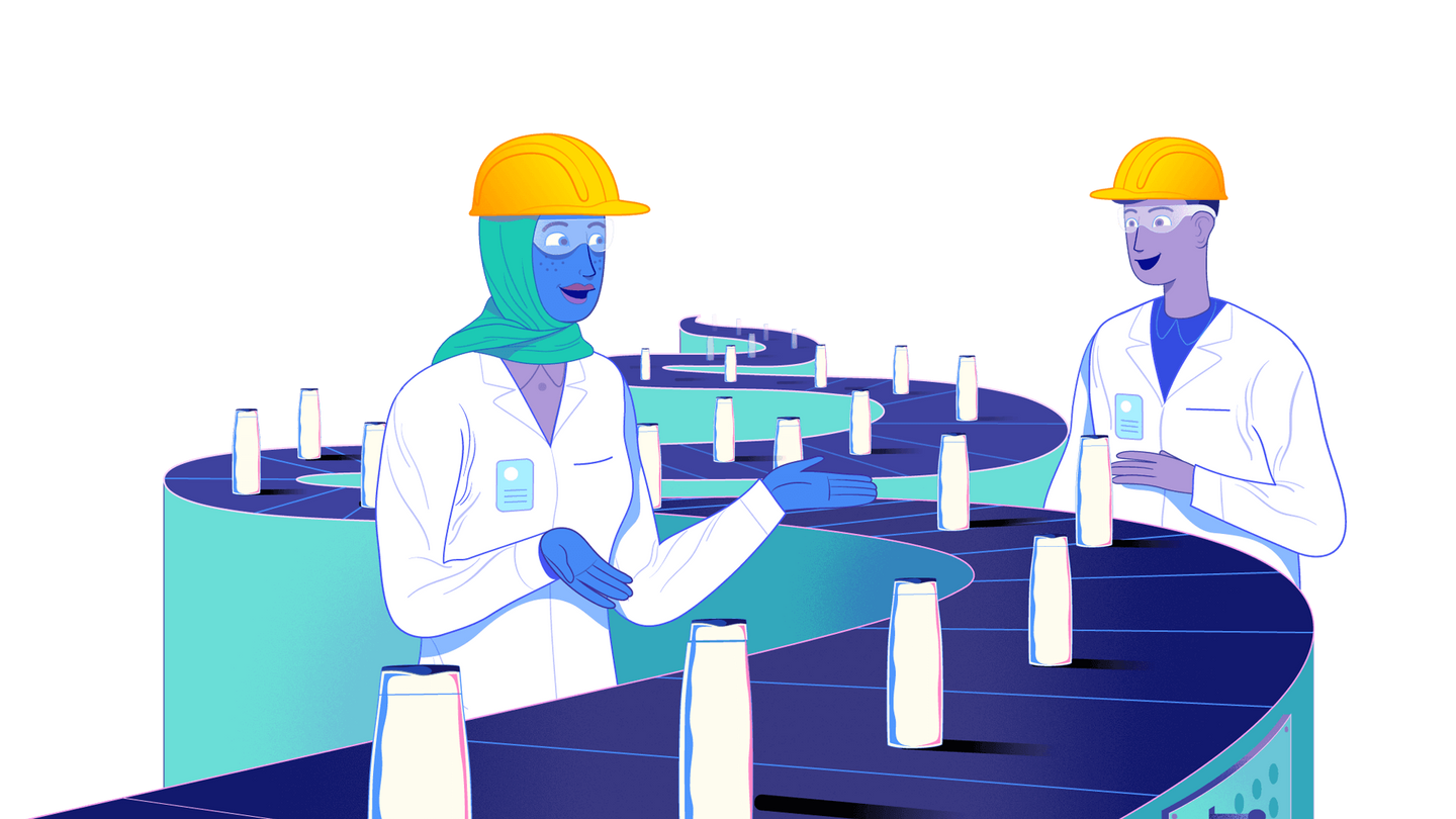 Illustration of two factory workers