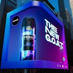 A billboard in Times Square, New York City, advertising Axe Blue Lavender anti perspirant