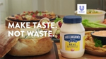 A jar of Hellmann’s mayo next to food made from leftovers
