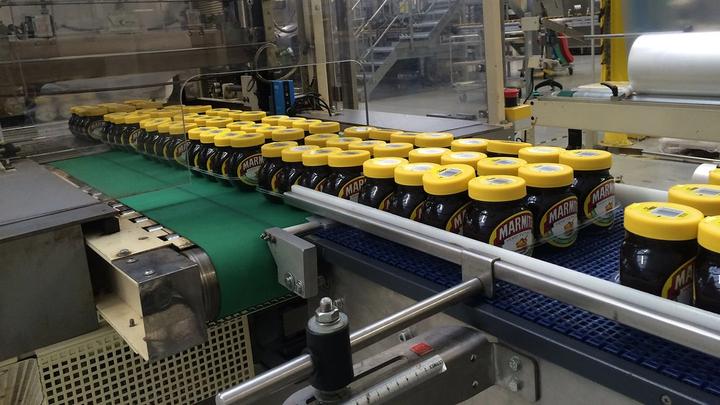 Marmite jars on the production line