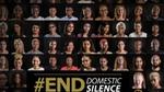 faces of people with the text end domestic silence