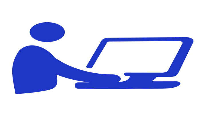 An icon of a person working on their laptop.