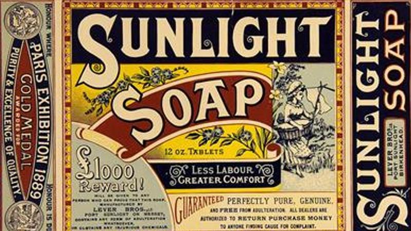 Verpakking van Sunlight Soap van Lever Brothers uit 1889