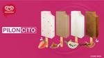 En un fondo rosa se aprecia el corazón de Holanda en la parte superior izquierda, el logo de la marca Piloncito y las 4 paletas activas dentro del portafolio (Fresas con Crema, Cajeta, Guanabana, Tamarindo). 