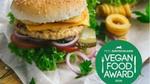 Chicken burger with Deutschland PETA Award logo
