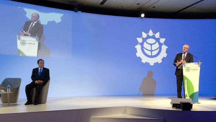 Paul Polman speaking at a WBCSD event at the COP21 in Paris