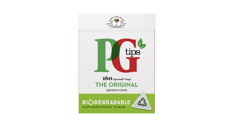 Image showing a box of PG tips 'fully plant-based tea bags'