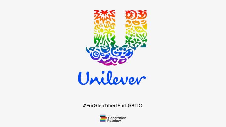 Unilever-Logo in Regenbogenfarben als Kampagnenmotiv
