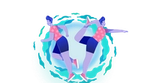 Illustration of two people exercising and stretching