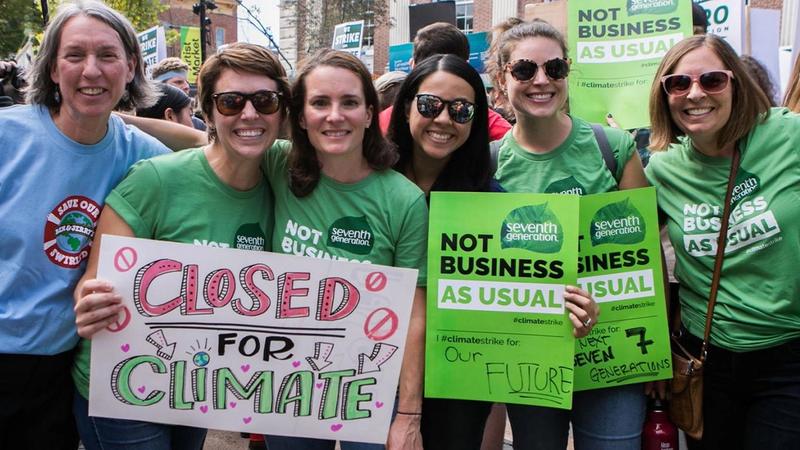 Closed for climate - Seventh Generation signs