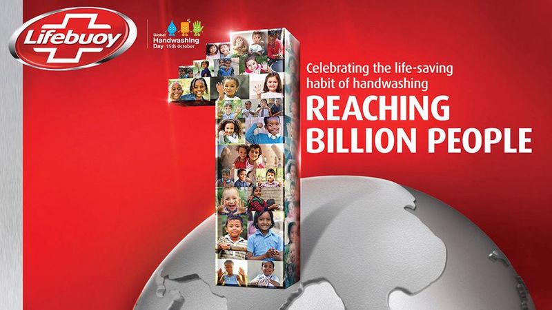 Campaign poster - Lifebuoy soap brand, we have helped 1 billion people around the world improve their handwashing habits.
