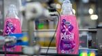 A bottle of Persil Wonder Wash laundry detergent on a factory production line. The innovation has been designed specifically for quick washes.