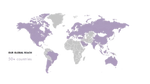 A map showing the countries in which Love Beauty and Planet is now sold