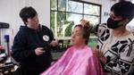 Make-up team preparing an actor with disabilities for his front of camera role on set 