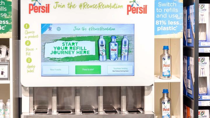 Persil refill machine in Asda supermarket in the UK. This is part of our largest refill trial in Europe.