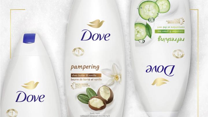 A collection of Dove Body Wash products 