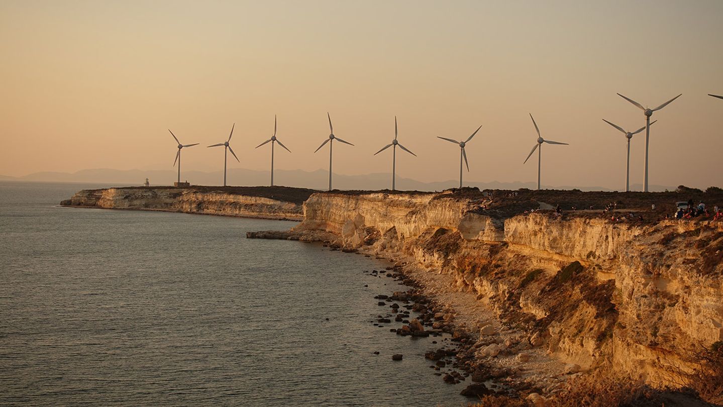 Turbines on a coastline