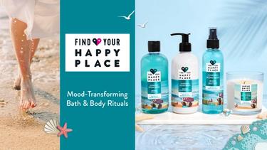 An green colour creative with HUL’s new brand Find your happy place packshots. 