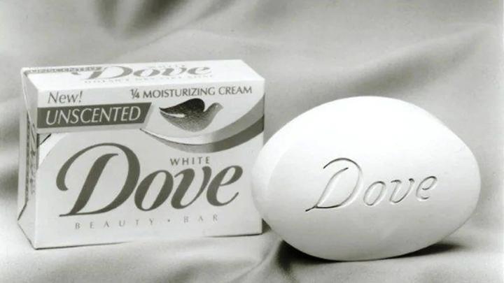 An image of a Dove soap bar alongside its packaging