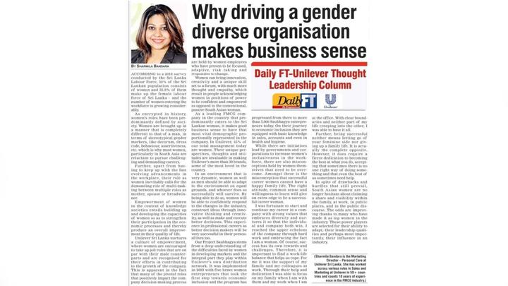 Sharmila Bandara, Marketing Director Personal Care at Unilever Sri Lanka