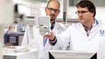 Two Unilever scientists in a lab analysing data