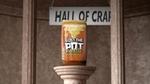 Image of Lost the Pot Chicken Noodles displayed on a pedestal with a banner in the background saying ‘Hall of Crap’