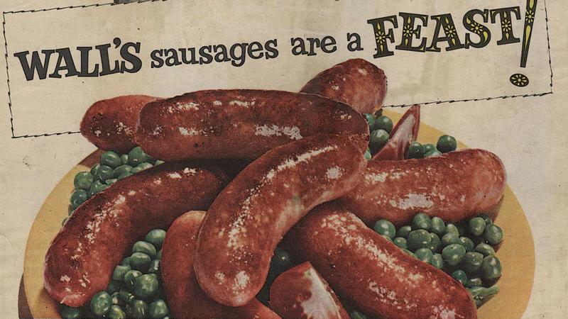An advert for Walls sausages