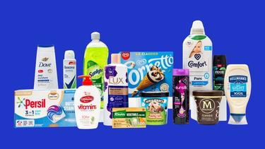 A display of some of Unilever’s biggest brands.