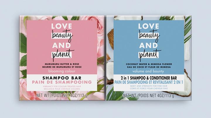 Twee Love Planet and Beauty Shampoo bar verpakkingen 