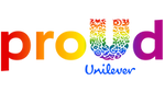 Image of a rainbow lettering with Proud Unilever