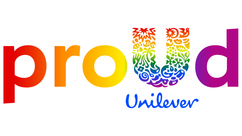 Image of a rainbow lettering with Proud Unilever