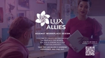 A screen shot from the LUX Allies campaign, inviting people to learn how to be an ally against sexism in the workplace.