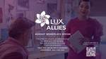 A screen shot from the LUX Allies campaign, inviting people to learn how to be an ally against sexism in the workplace.