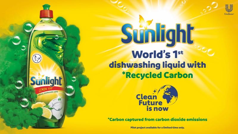 World's 1st Dishwashing Liquid with *Recycled Carbon 