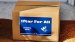 cardboard square box with the image iftar for all on the front