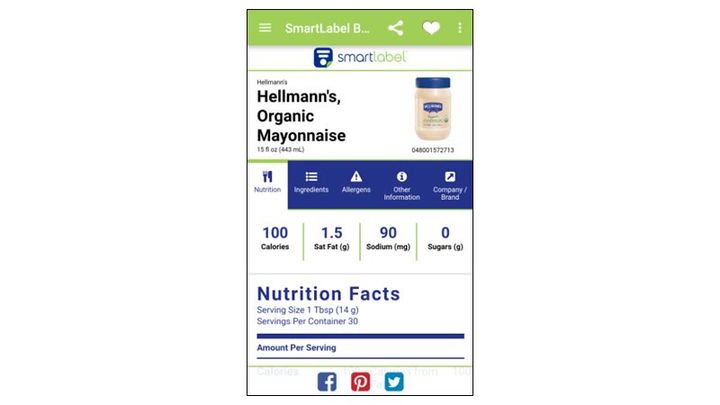 Screenshot of Smartlabel app