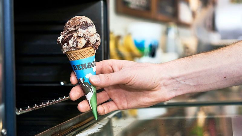 Ben & Jerry's Totally Baked ice cream in a cone