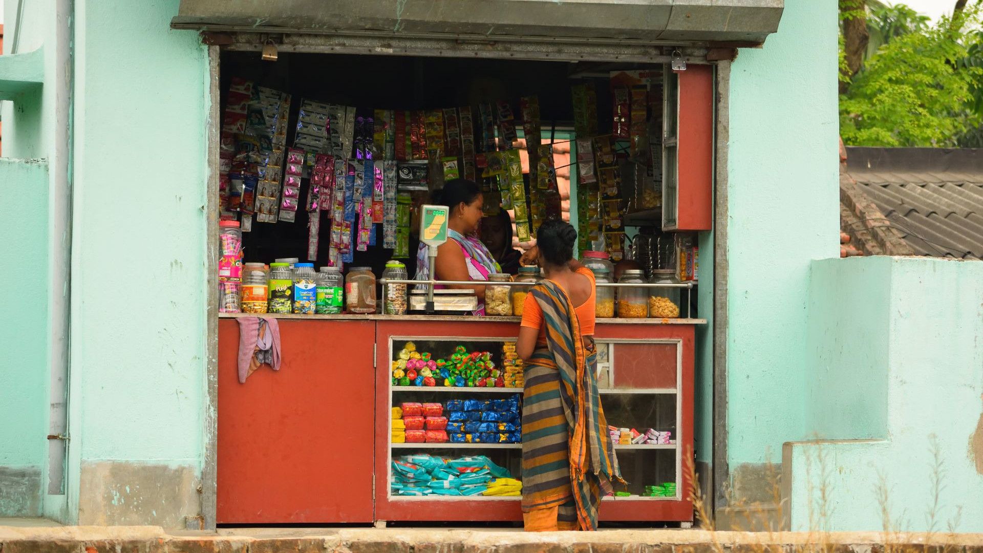 Woman working in a small shop