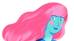 An illustration of a lady with pink hair