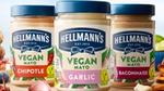 Three jars of Hellmann’s Vegan Mayo range – Chipotle, Garlic and Baconnaise.