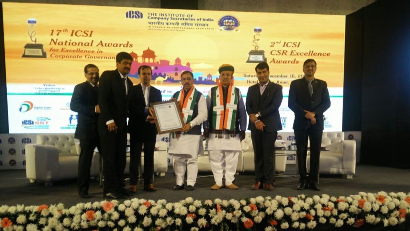 The National Certificate of Recognition for Excellence in Corporate Governance at the 17th National Awards of ICSI