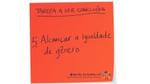 Red sticky note with Achieve gender equality written on it 