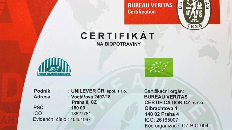 certifikát biopotraviny