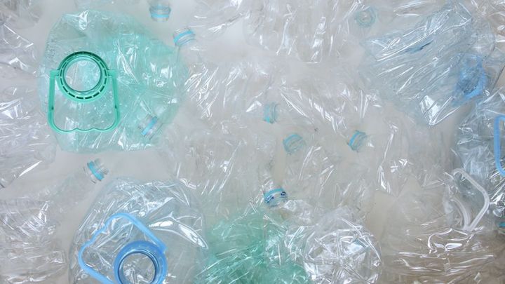 A picture of recyclable plastic bottles