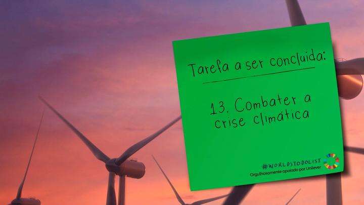 Banner with wind turbines image and then a green sticky note on the right-hand side #WorldsToDoList