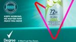 An advert for Degree’s 72-hour motion sense antiperspirant deodorant. The pack shot sits on a green background with a pink tick in the foreground