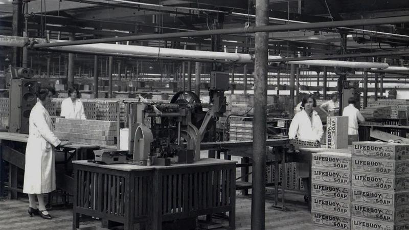 People working in a Lifebuoy factory